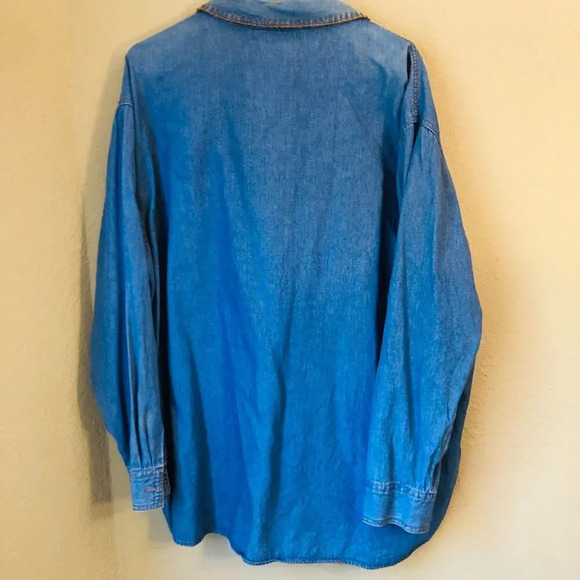 Vintage Stampede 2X Long Sleeve Buttoned Up 100% Cotton Denim Shirt w/ Flaws - Picture 4 of 9